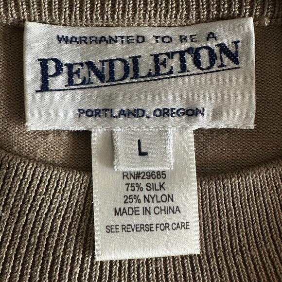 Pendleton Silk Nylon Mock Neck Top Sweater Large Tan Quiet Luxury Minimalist EUC - Picture 7 of 9
